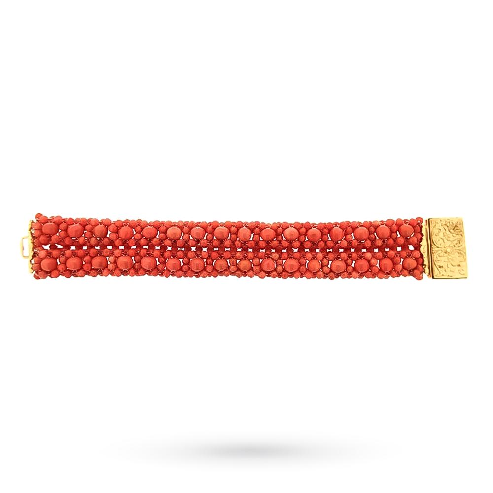  Bracciale corallo rosso sciacca chiusura artigianale oro giallo - ASCIONE
