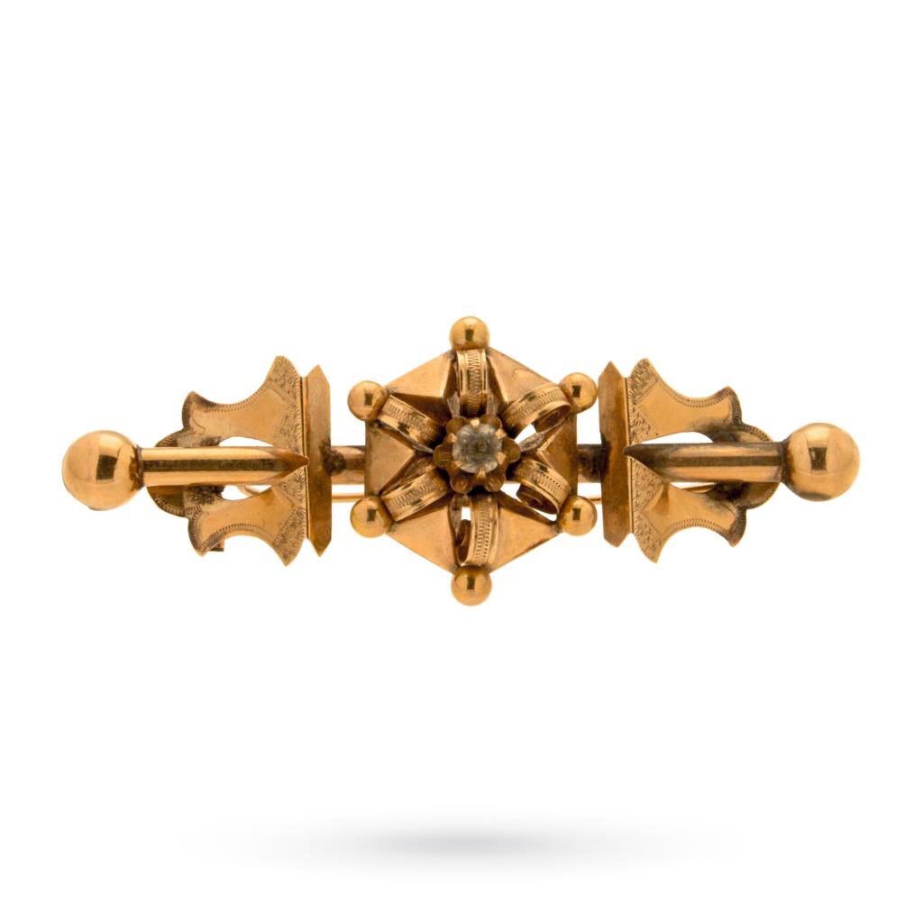  Orecchini e spilla vintage in oro rosa e pietre bianche - LUSSO ITALIANO