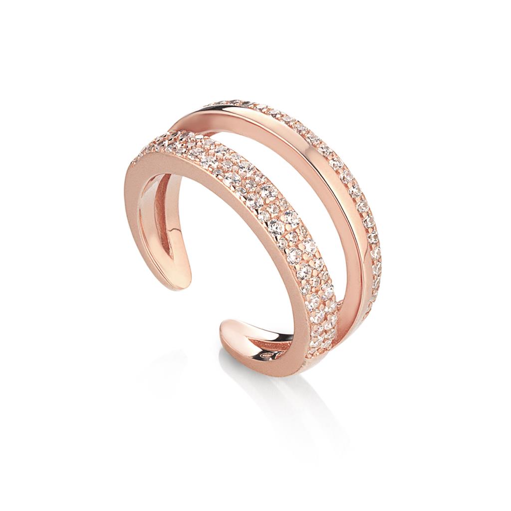 Marcello Pane ring in pink silver two rows of zircons - MARCELLO PANE
