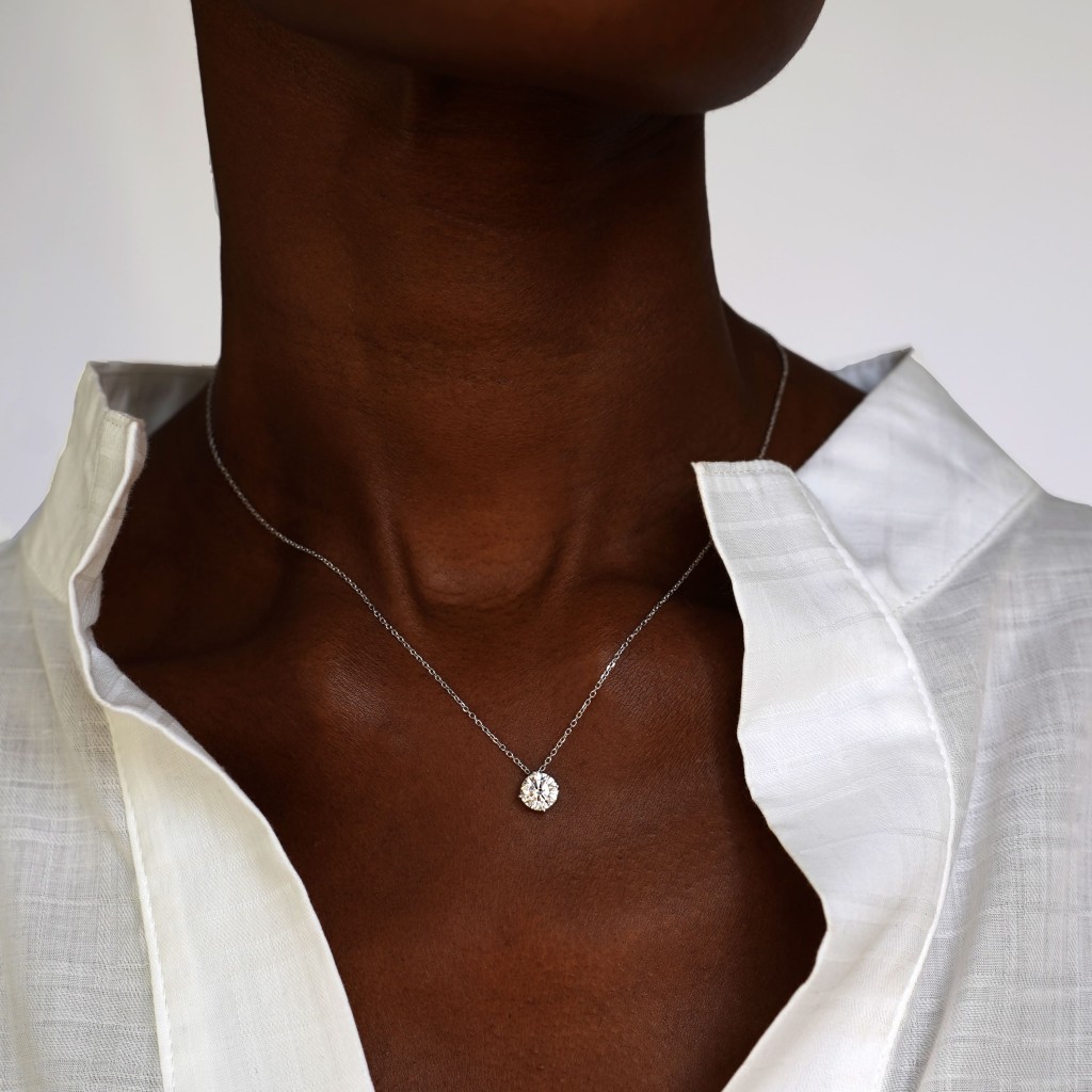 Girocollo oro bianco con diamante 0,3 Carati Lab-Grown - AMA