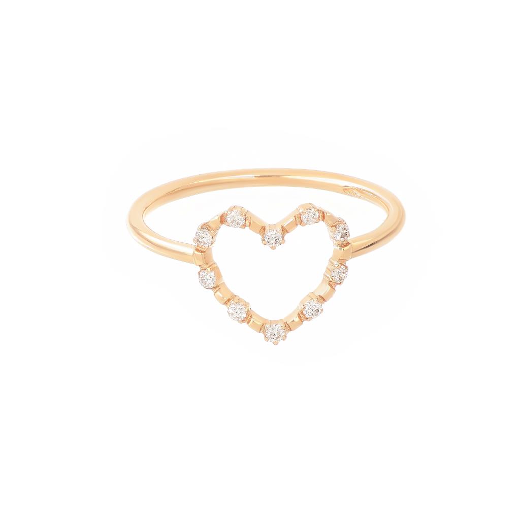Aurum 18kt rose gold heart ring with diamonds - MAMAN ET SOPHIE