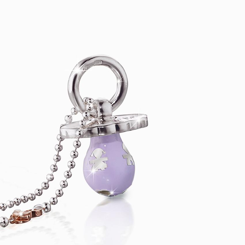  925 sterling silver charm leBebe SNM004 with baby pacifier and lilac enamel - LE BEBE