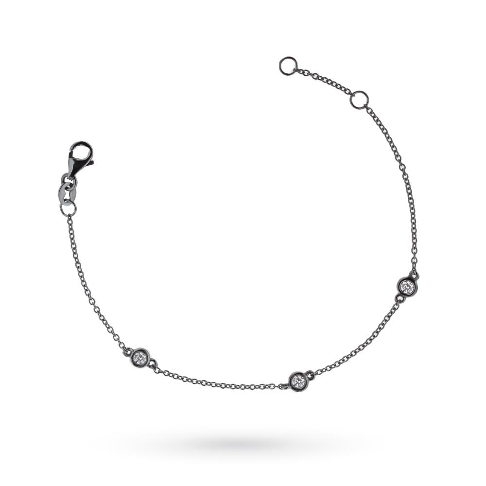 Bracciale rol&ograve; 3 diamanti oro nero 16cm - LUSSO ITALIANO