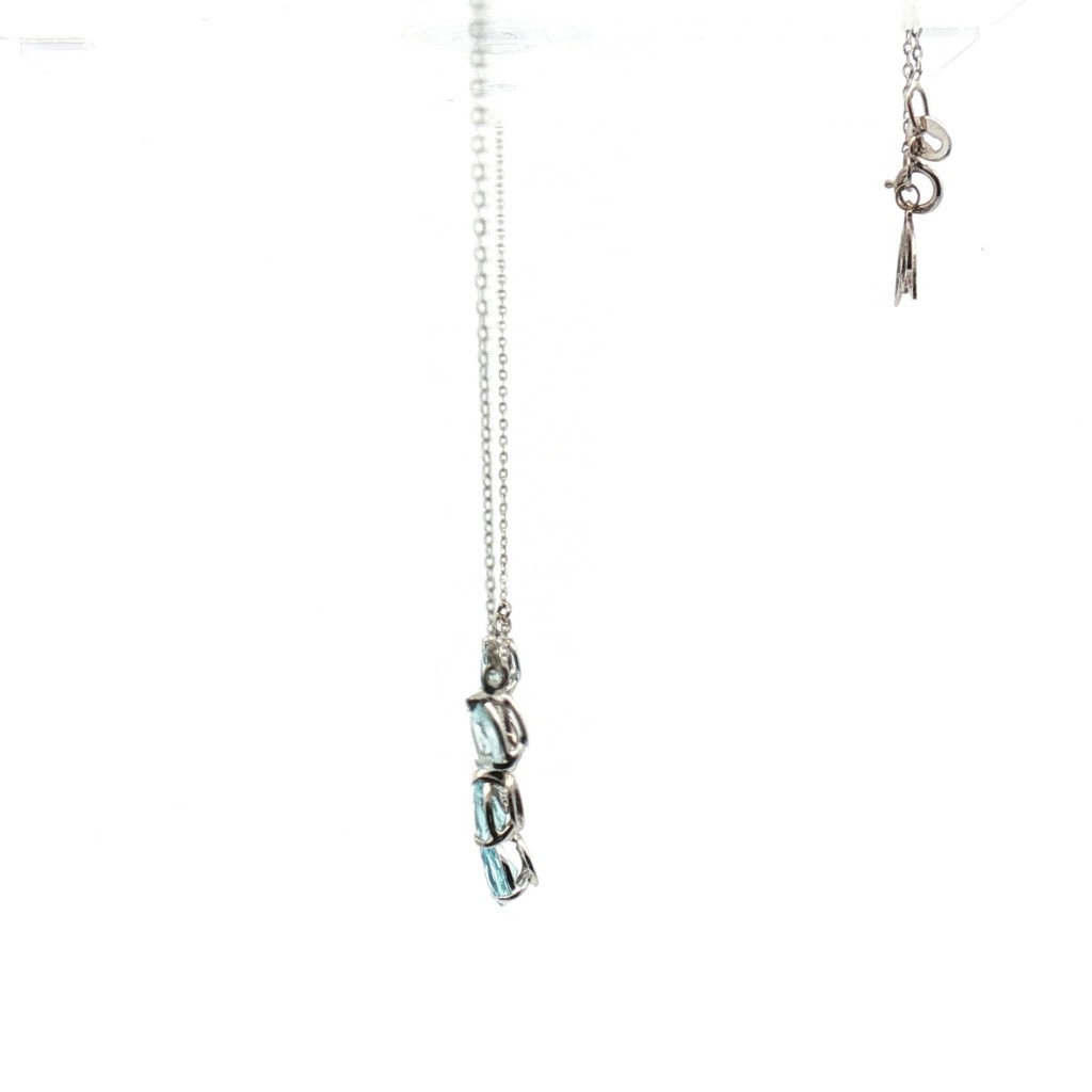  Collana in Oro Bianco con 5 Acquamarine a Goccia Pendenti - 0.92 ct | 45 cm - CICALA