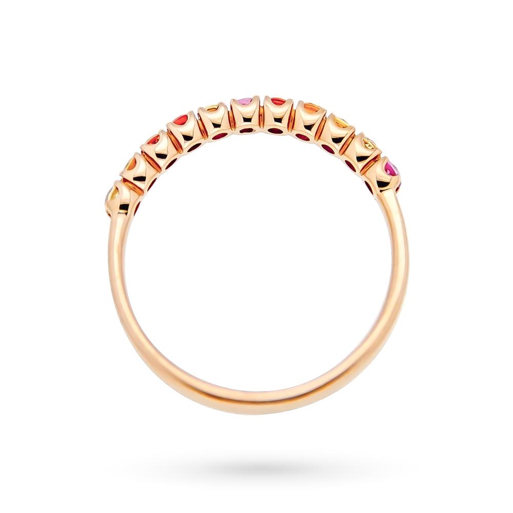  Riviere ring in rose gold with multicolor sapphires - CICALA