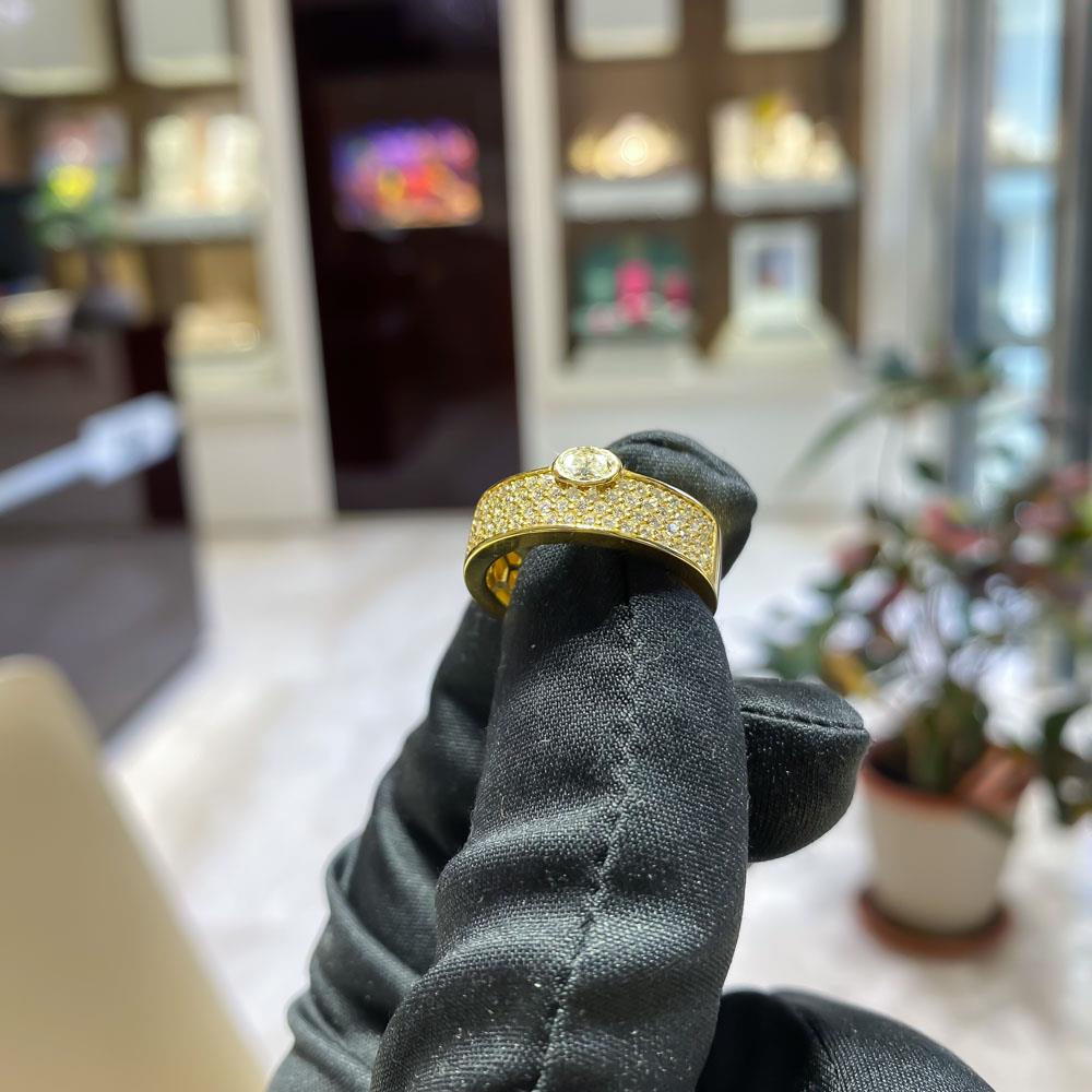  18kt yellow gold band oval diamond pavé brilliants RFJewels  - RF JEWELS