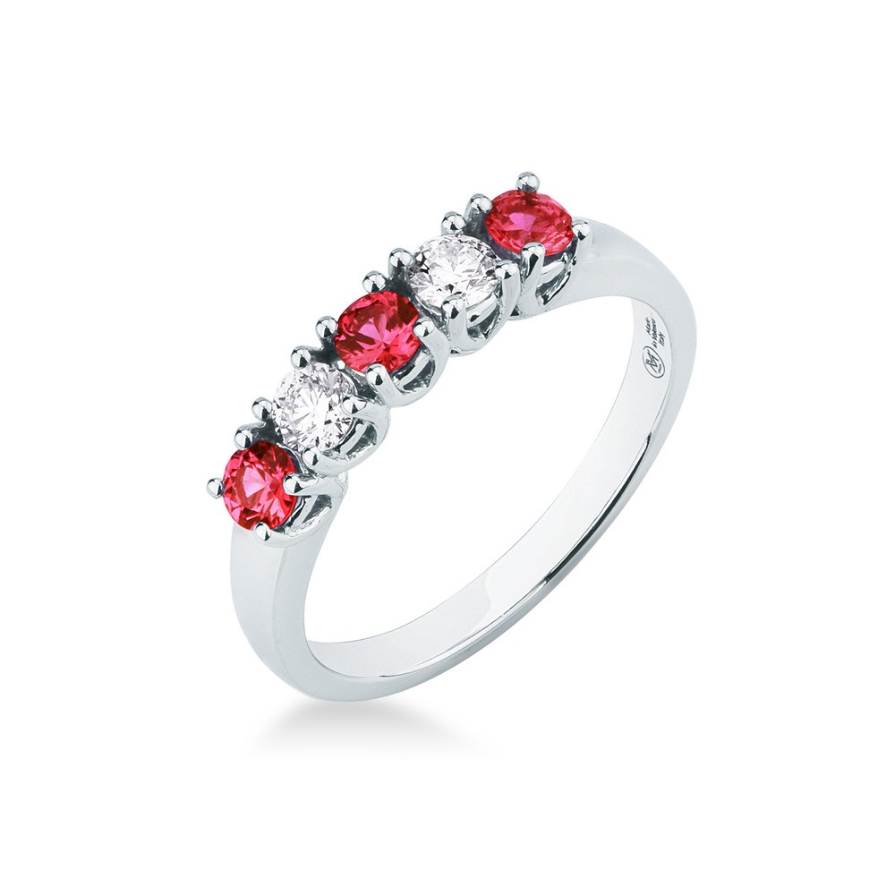 Anello riviera oro bianco 3 rubini 2 diamanti Mirco Visconti - MIRCO VISCONTI