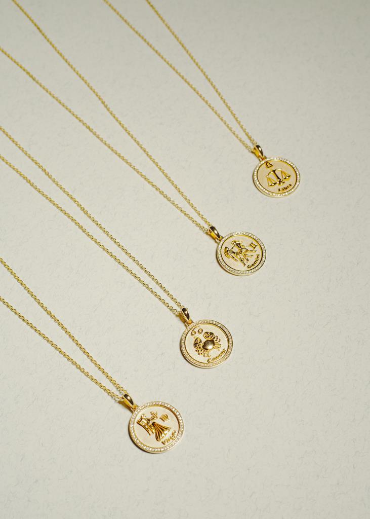  Collana segno zodiacale Bilancia medaglia oro e diamanti - RF JEWELS