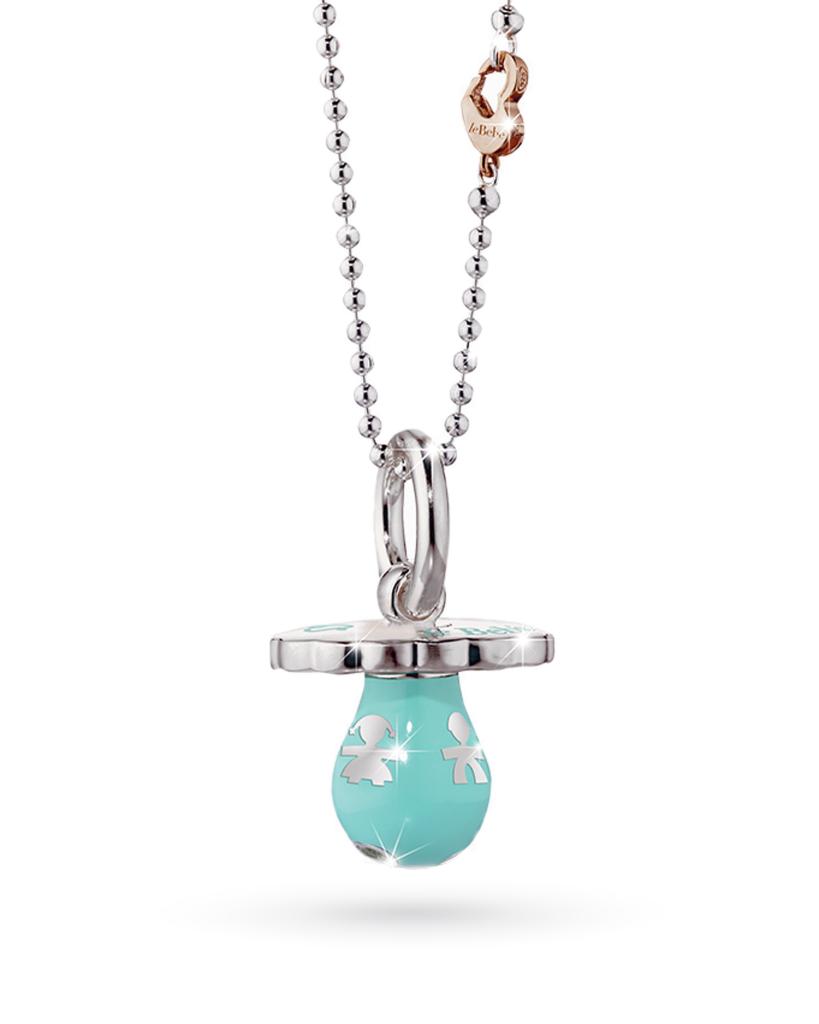 925 sterling silver charm leBebe SNM003 with baby pacifier and turquoise enamel - LE BEBE