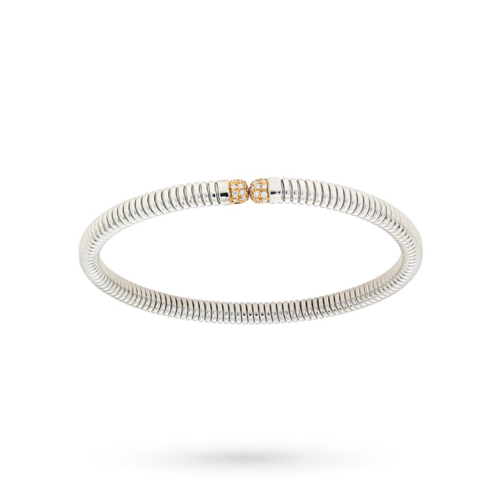 Bracciale tubo gas oro bianco terminali diamanti - LUSSO ITALIANO