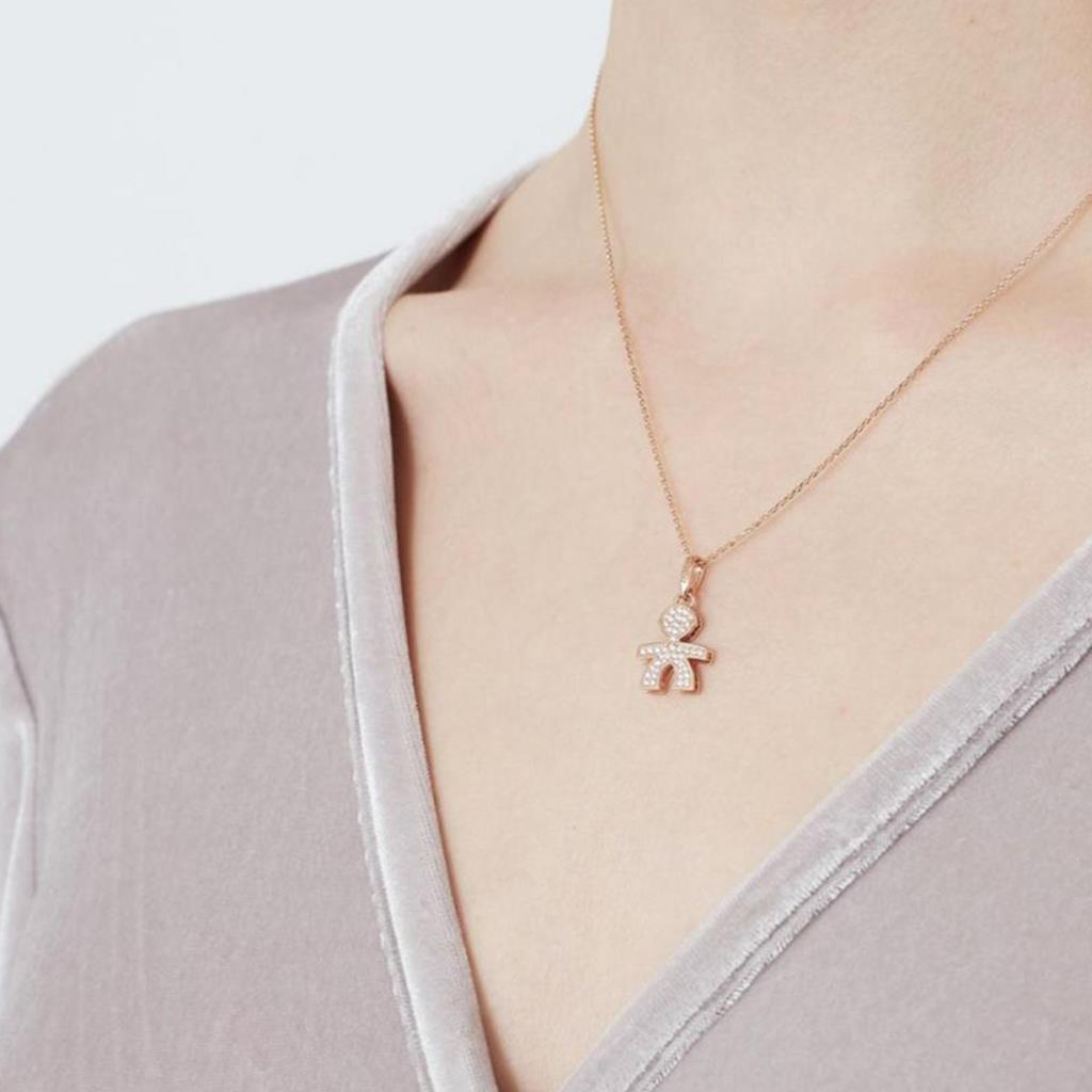  leBebe necklace LBB451 child shape pink gold diamonds ct 0,22 - LE BEBE