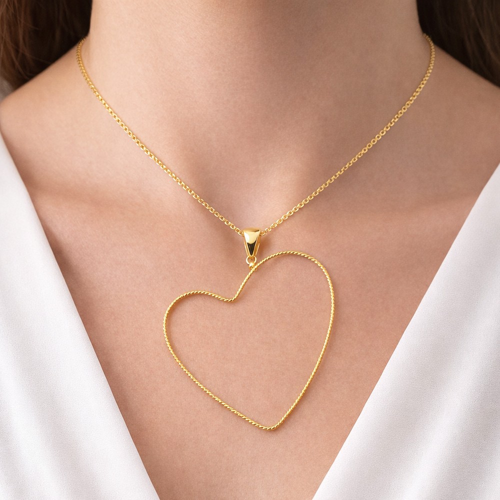 Ciondolo a cuore filo oro giallo h50 mm MagicWire - MAGICWIRE