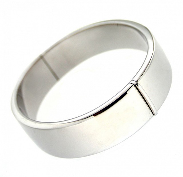 Bracciale rigido schiava in oro bianco 18kt lucido spesso - LUSSO ITALIANO