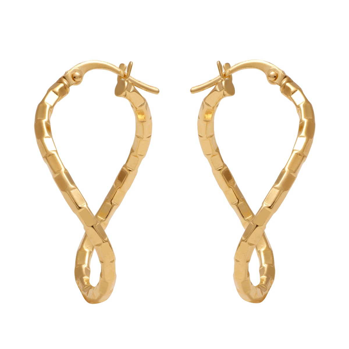  Orecchini cerchio ondulati, martellati 25x15mm gancio a baionetta - LUSSO ITALIANO