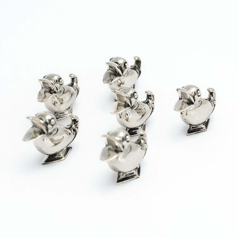  6 ducks place card holders 800 silver - 