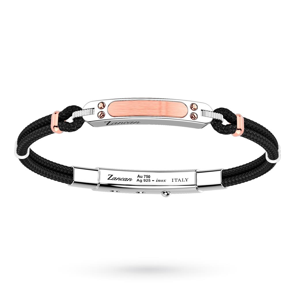Zancan EXB785-N kevlar bracelet with silver and rose gold plate - ZANCAN