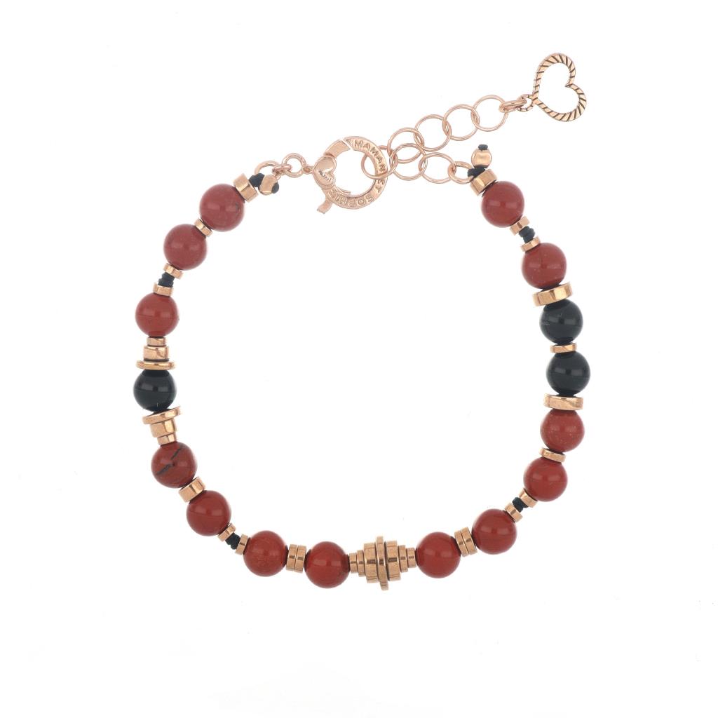 Bracciale con diaspro e agata nera