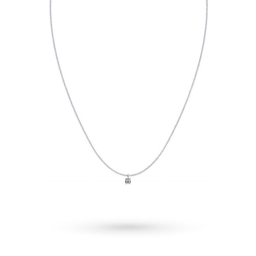  Girocollo in oro bianco con solitario diamante 0,03ct - CICALA