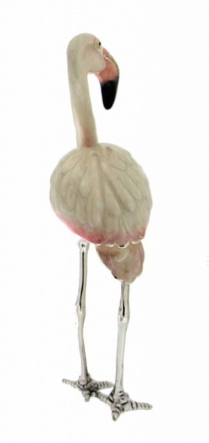  Fenicottero bianco rosa grande soprammobile argento - SATURNO