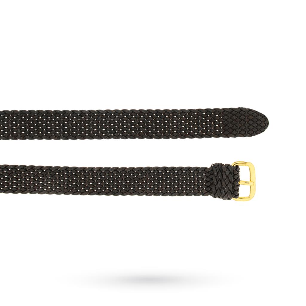 Cinturino tessuto nylon nero fibbia dorata 12mm - 