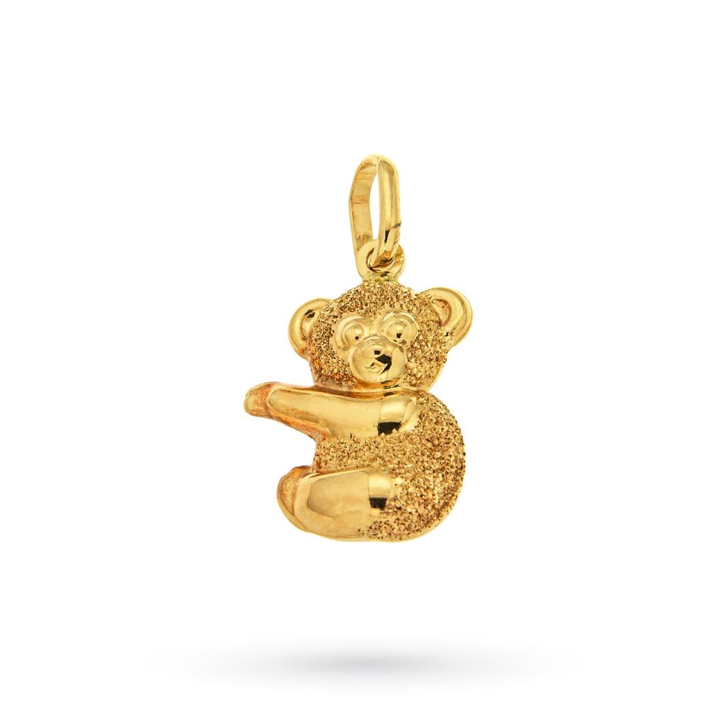 Ciondolo koala lucido e satinata oro giallo 18kt - 