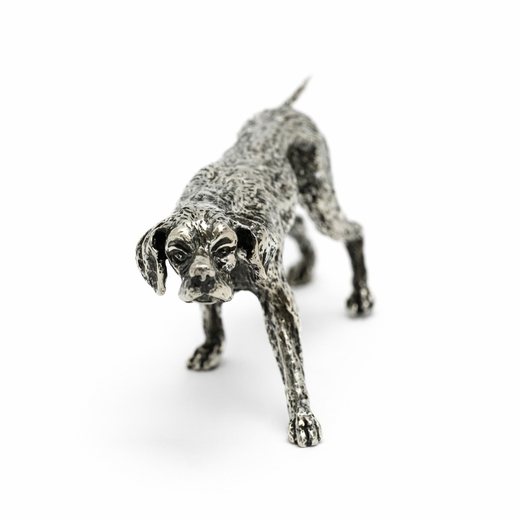  800 silver pointer dog figurine, signed by Roselli - 