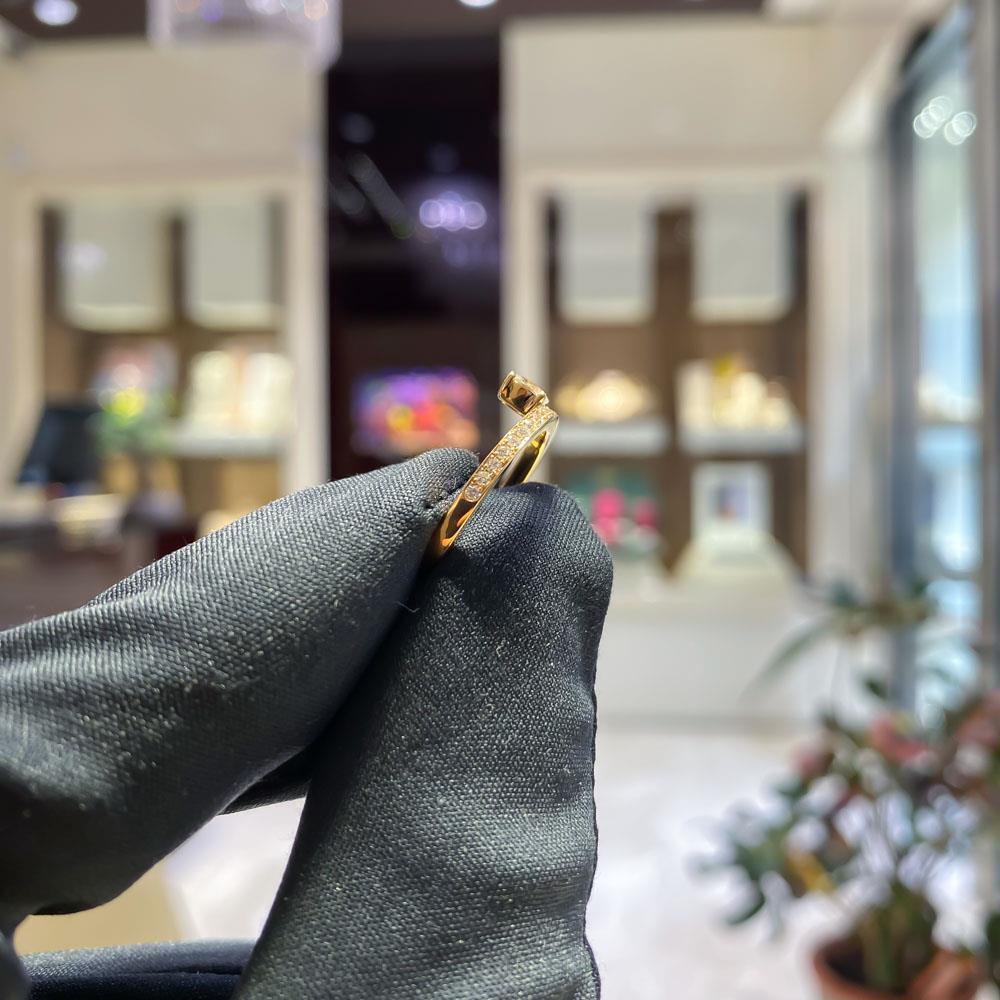  18kt rose gold band ring oval diamond brilliants RFJewels. - RF JEWELS