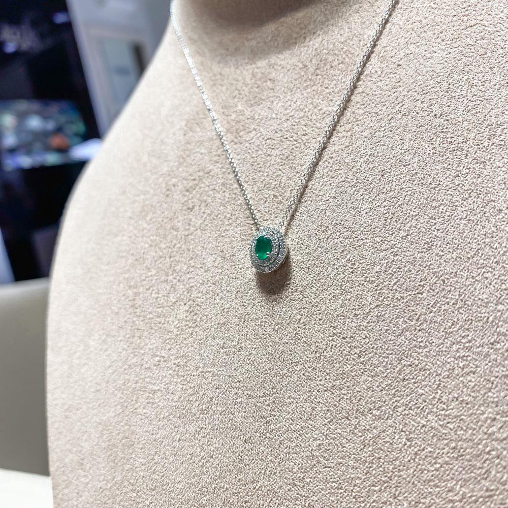  Necklace emerald oval 0,33ct diamonds 0,20ct Mirco Visconti - MIRCO VISCONTI