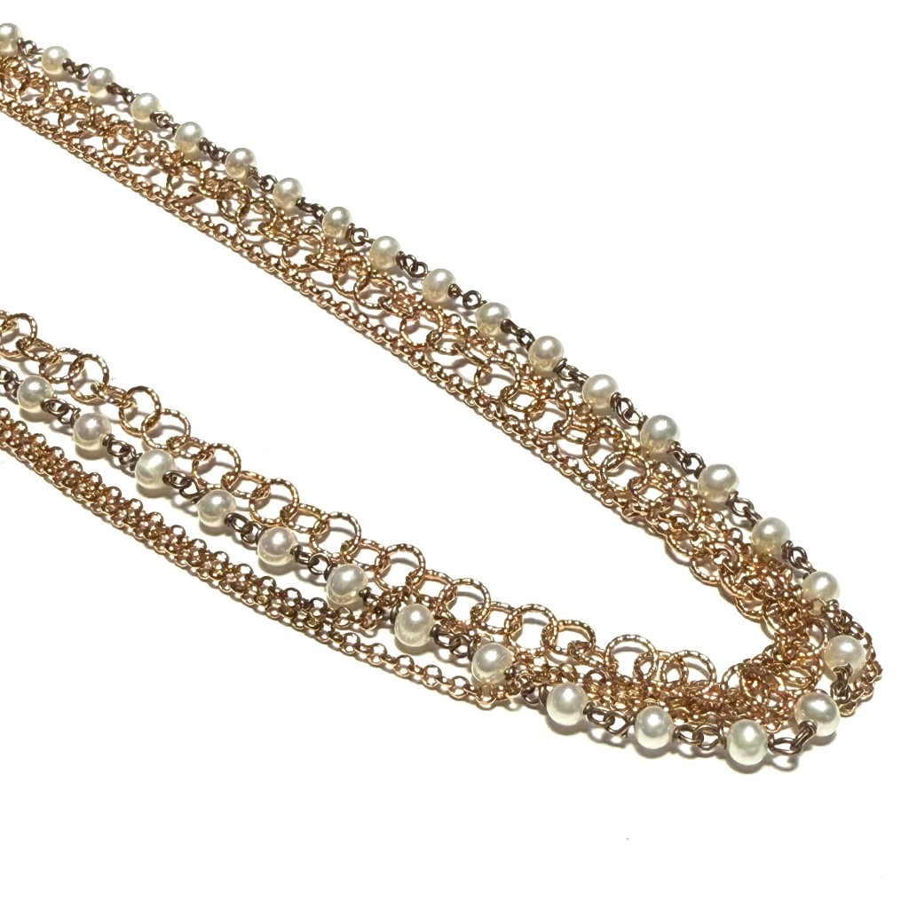  Multi-strand necklace in pink silver with pearls - CAMEO ITALIANO