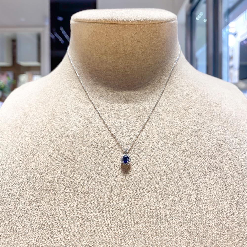  White gold necklace oval sapphire 0,55ct diamonds 0,11ct Mirco Visconti - MIRCO VISCONTI