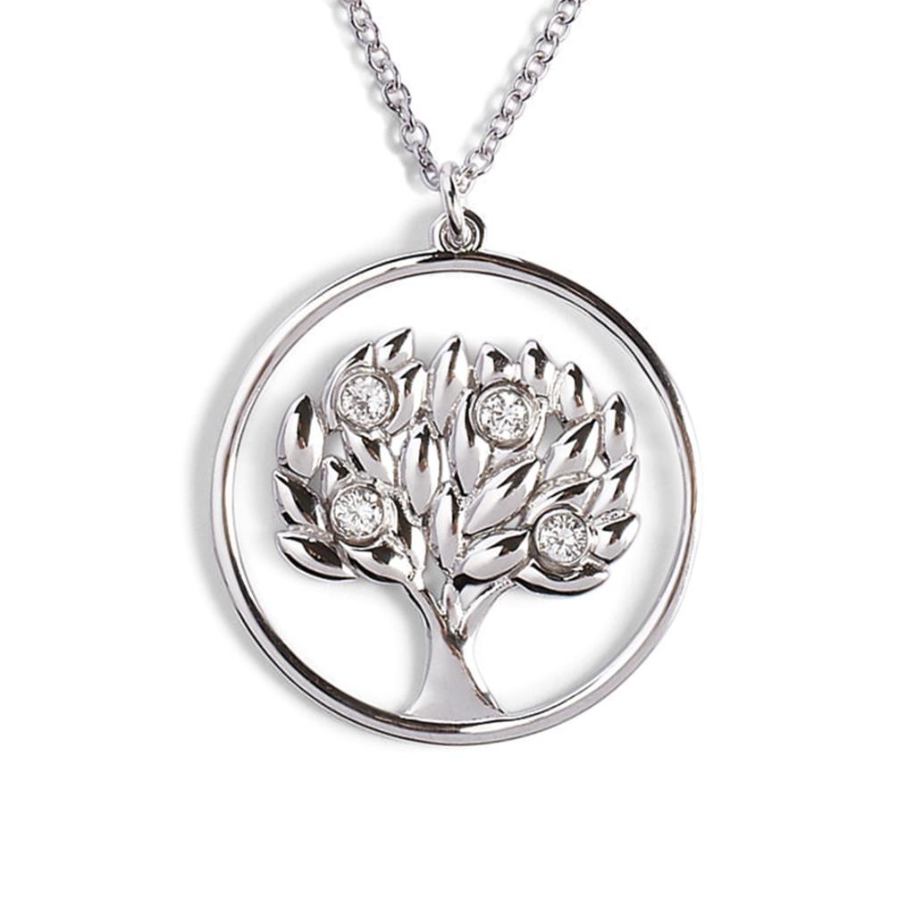 18kt white gold necklace with tree of life charm and diamonds - ALFIERI & ST.JOHN