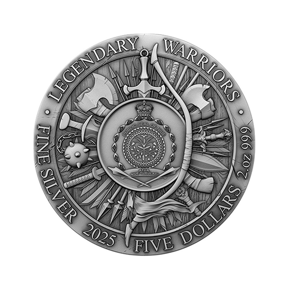 Toro Seduto Legendary Warriors 2 Oz Argento 5$ Niue 2025 - T&S COIN