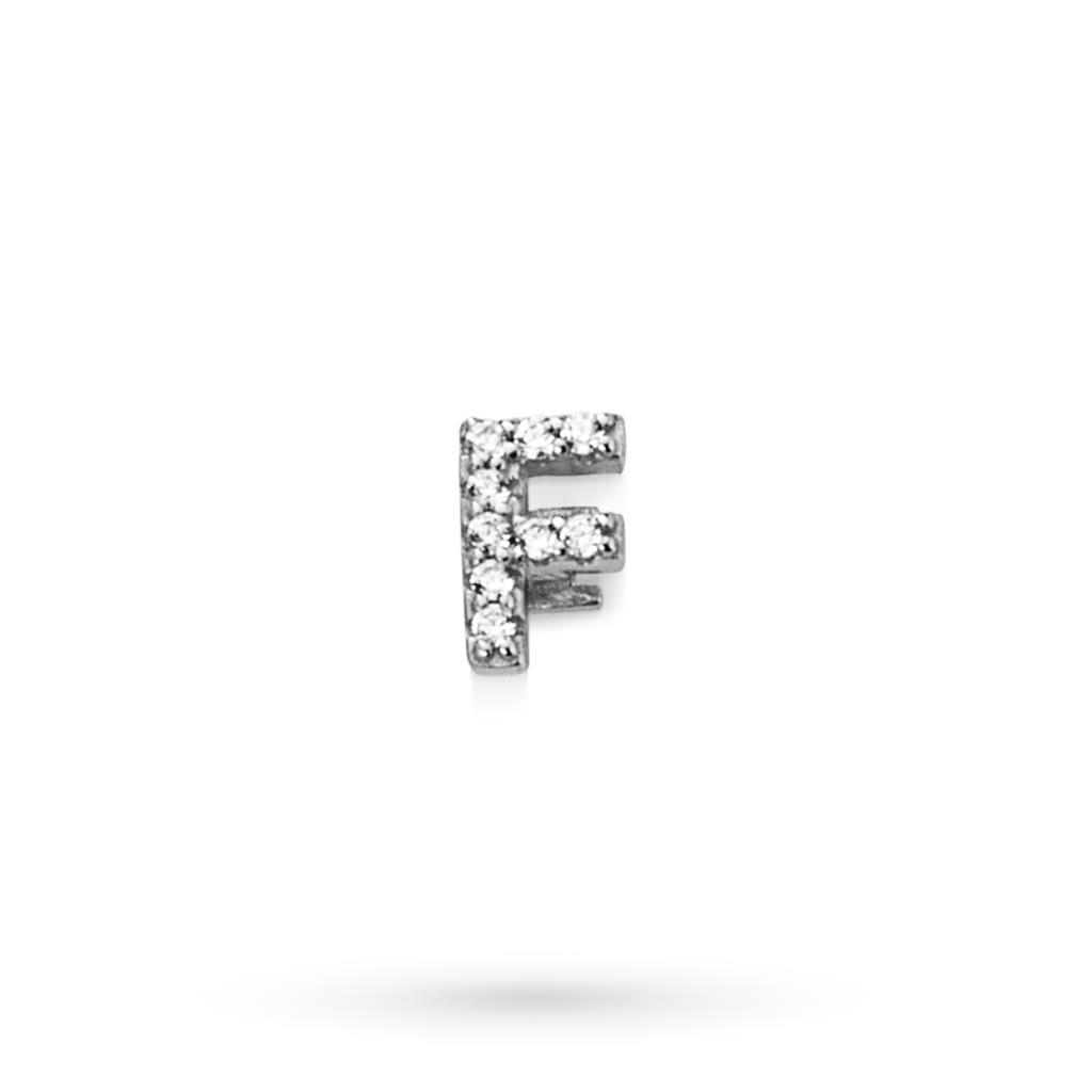 Componente lettera F argento bianco zaffiri  - MARCELLO PANE