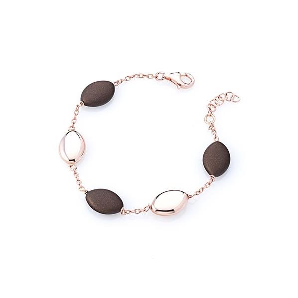 Pink oval silver and rubber chocolate bracelet - MARCELLO PANE