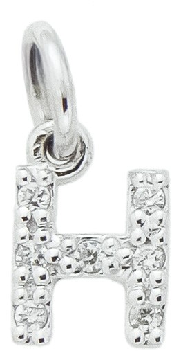 Ciondolo iniziale H stampatello h 5,30mm oro bianco diamanti - CICALA