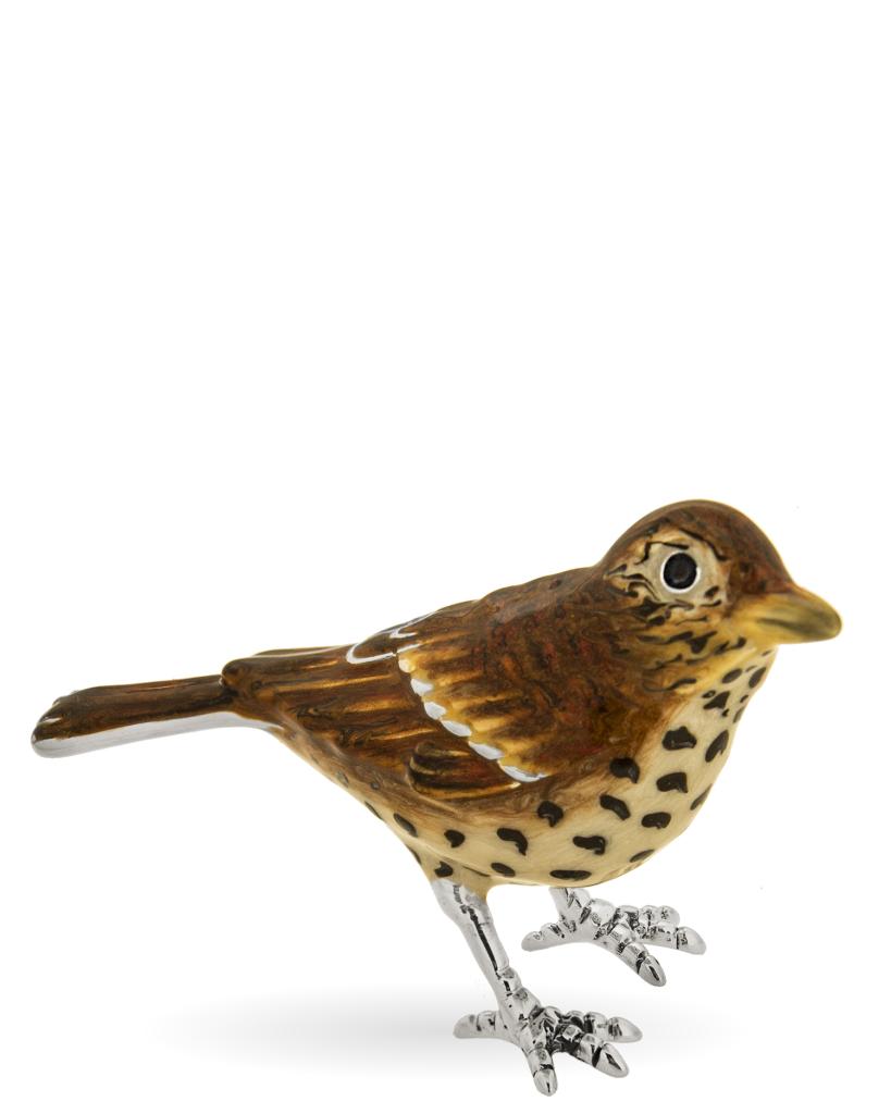  Medium throstle ornament in silver and enamel - SATURNO