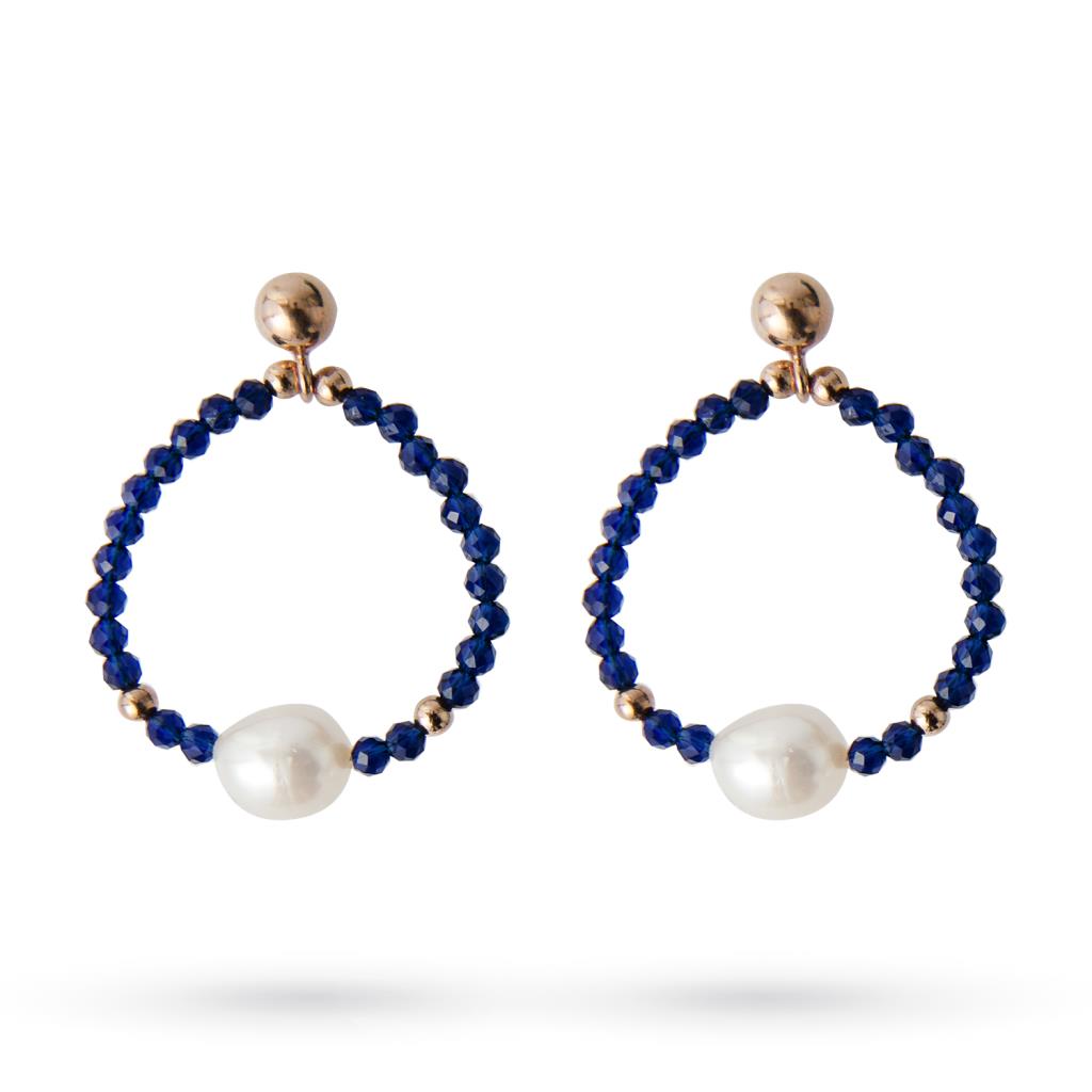 LeLune hoop earrings freshwater pearls and blue spinel - LELUNE