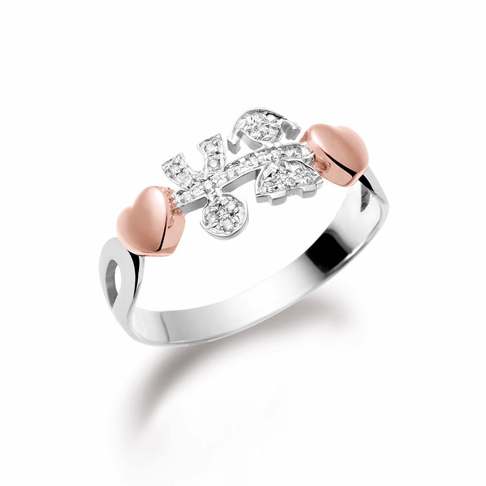 Anello leBebe LBB113 oro bianco bimbo bimba due cuori - Misura 13 - LE BEBE