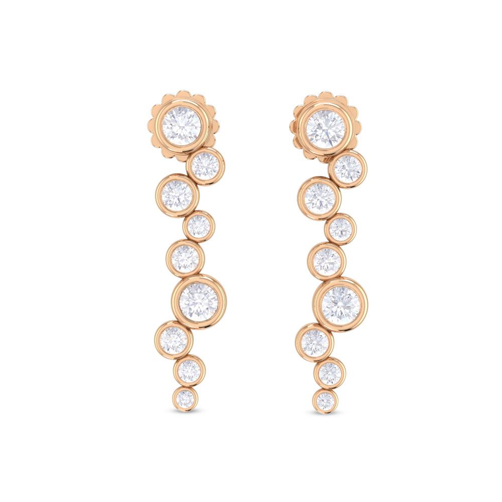 Orecchini pendenti in oro rosa con scascata di diamanti lab