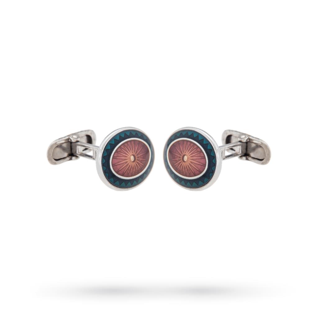 925 silver oval cufflinks with lilac and blue enamels - ANTORÀ