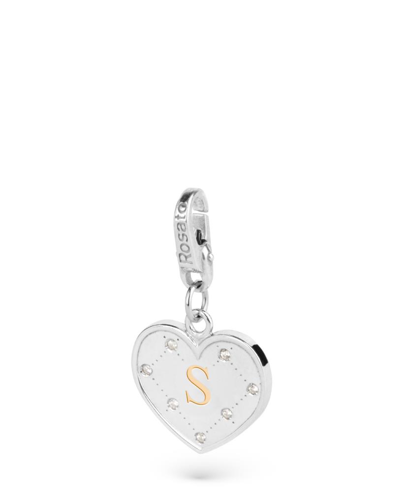 Ciondolo Rosato con cuore e lettera S - ROSATO