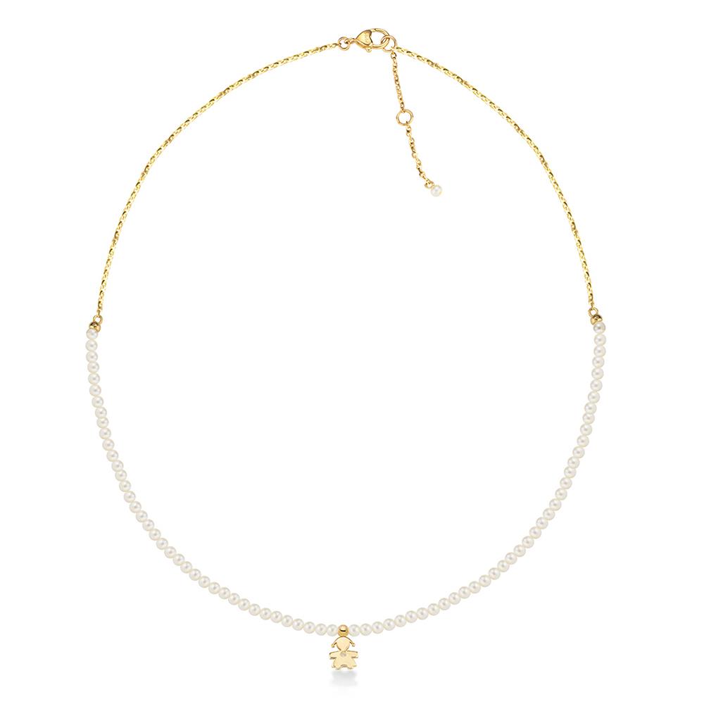Collana LeBebe perle 2,5-3 mm bimba oro giallo diamante - LE BEBE