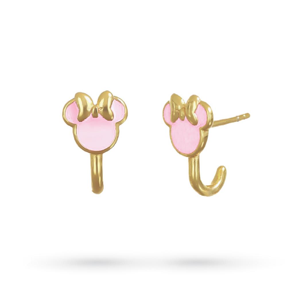  Orecchini bimba Disney Minnie argento dorato smalto rosa - DISNEY