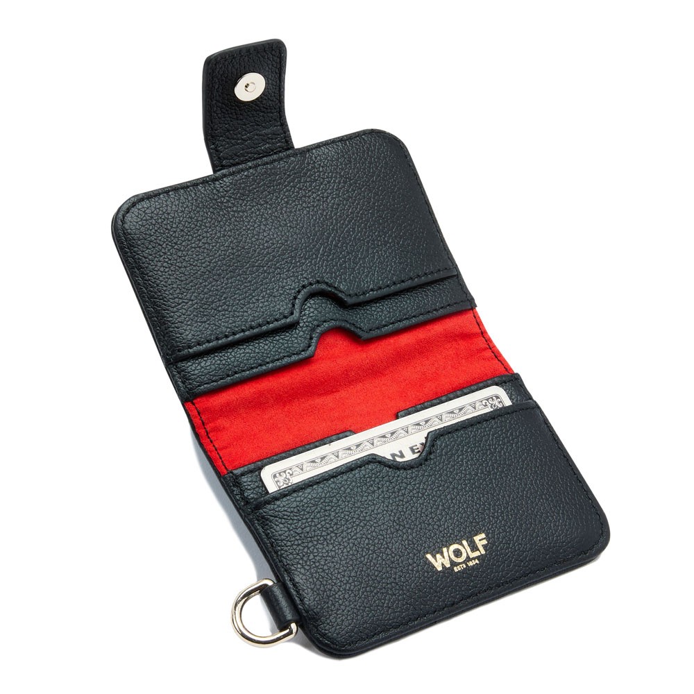  Wolf Credit Card Holder with Wristlet - Black - WOLF