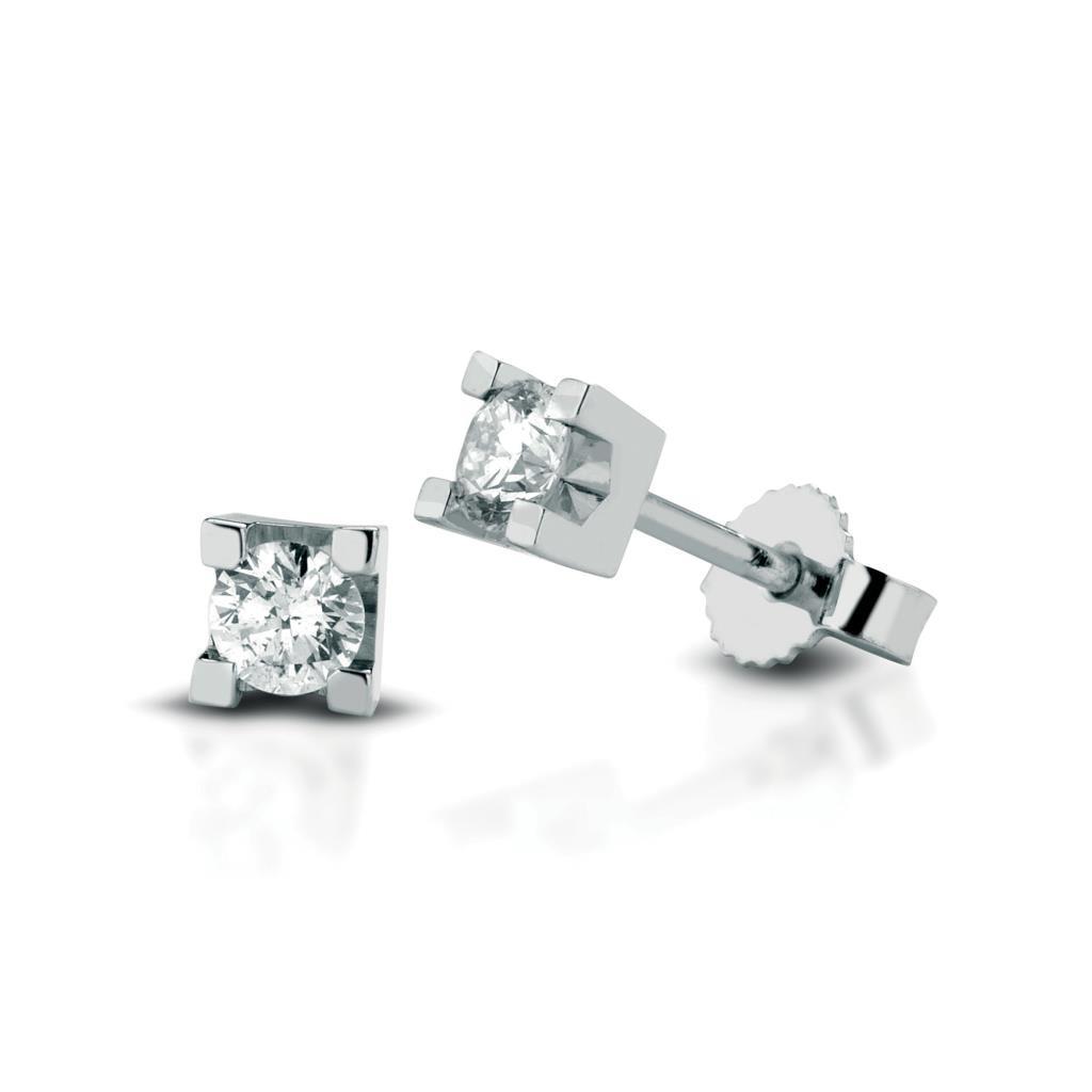Square diamond stud earrings 18kt white gold - LELUNE