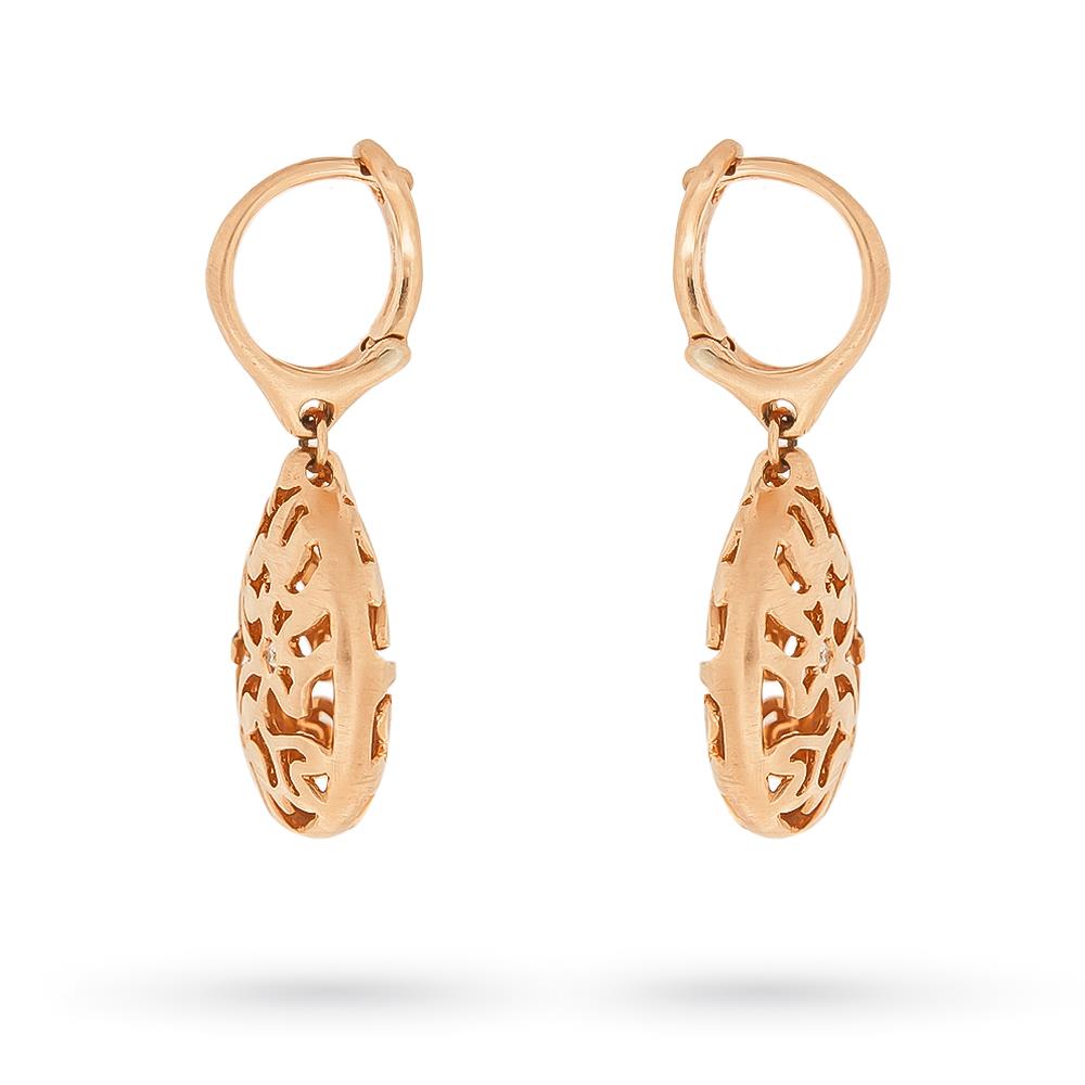  Orecchini pendenti oro rosa gocce traforate diamanti - LUSSO ITALIANO