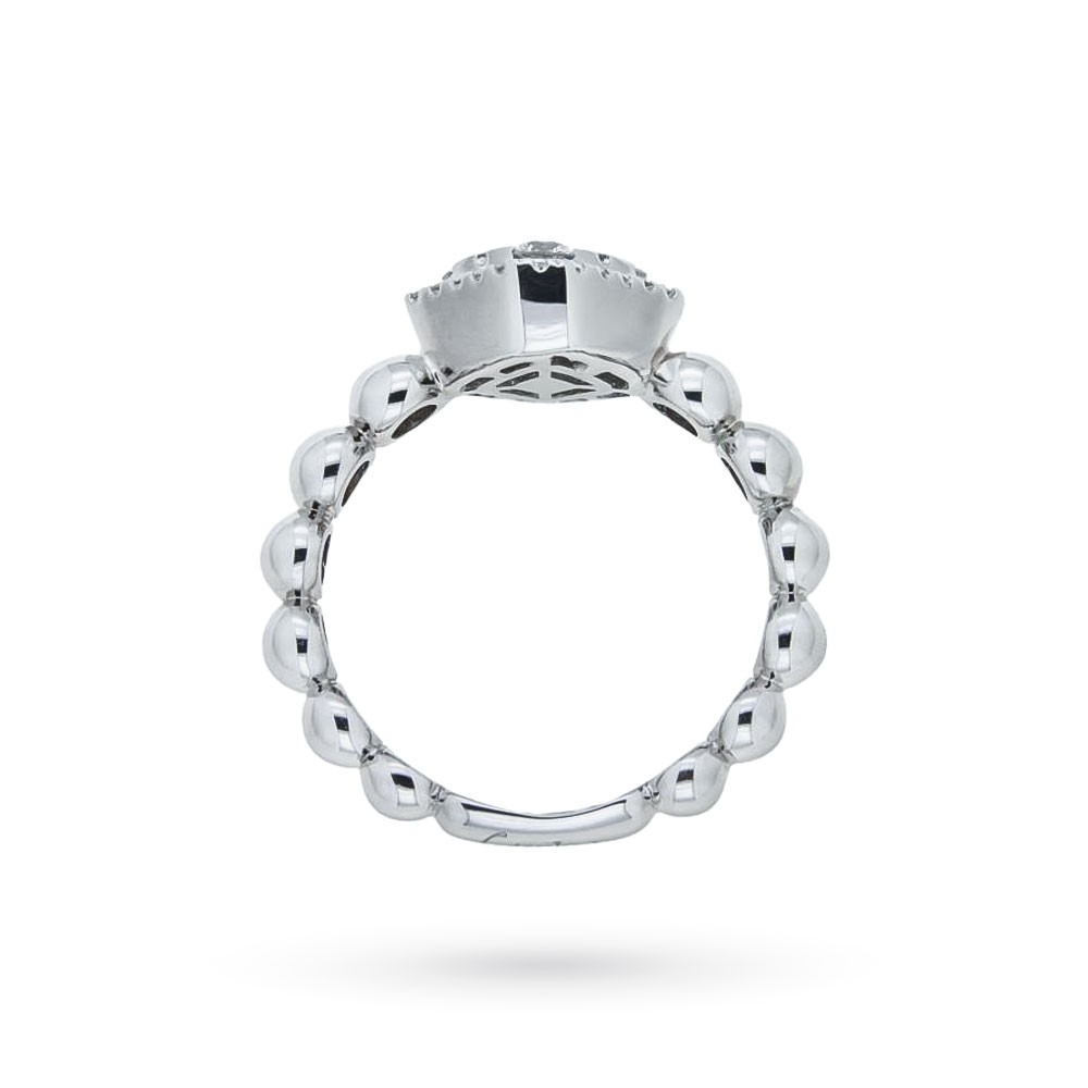  Anello oro bianco 18kt con diamanti 0,59ct gambo a sferette - ORO TREND