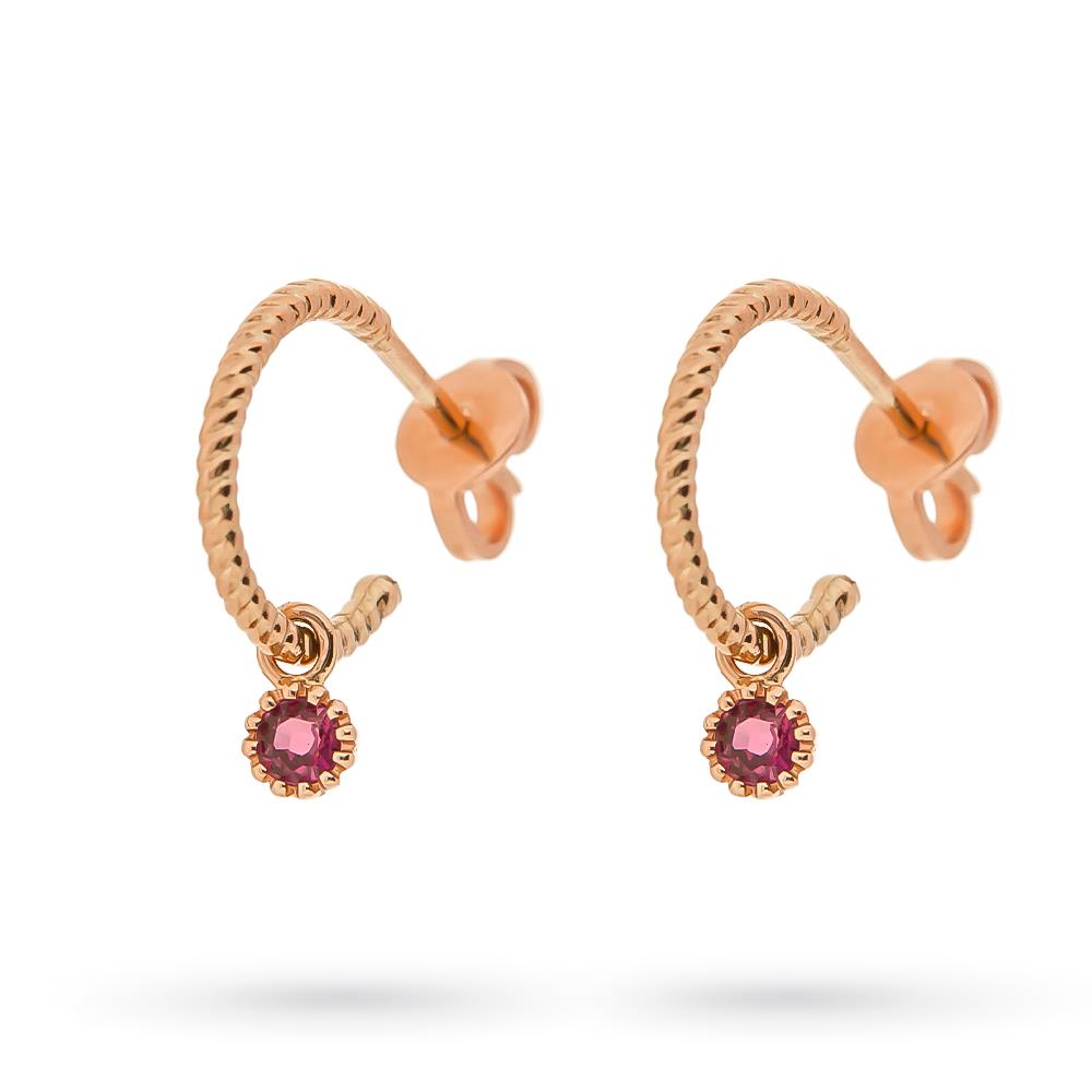 Ruby pendant rose gold hoop earrings - LUSSO ITALIANO