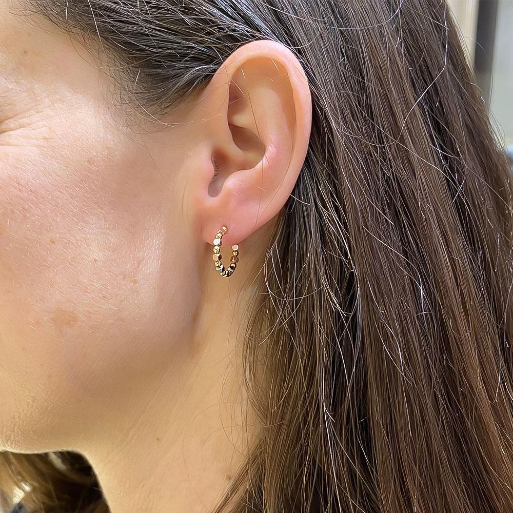  Orecchini cerchio oro bianco giallo rosa Ø14,5 mm - LUSSO ITALIANO