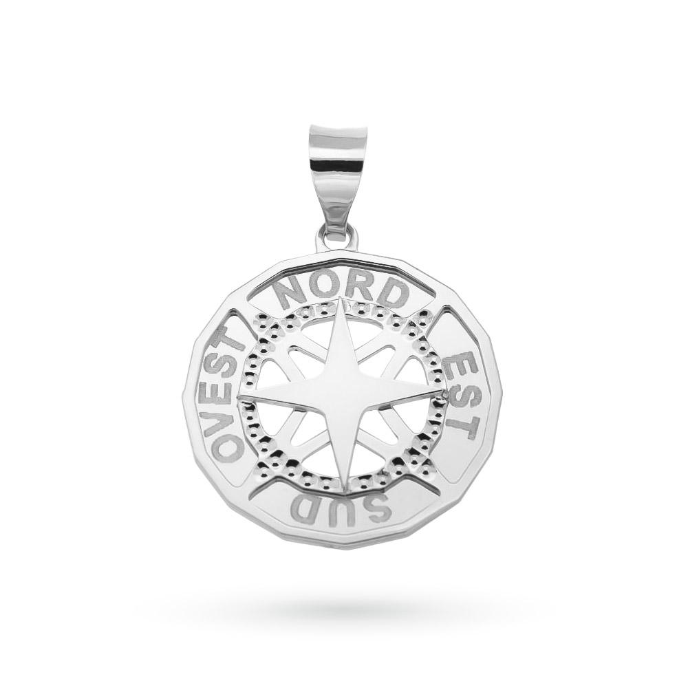 Ciondolo Rosa dei Venti in oro bianco 18kt &Oslash; 1,5 cm - LUSSO ITALIANO